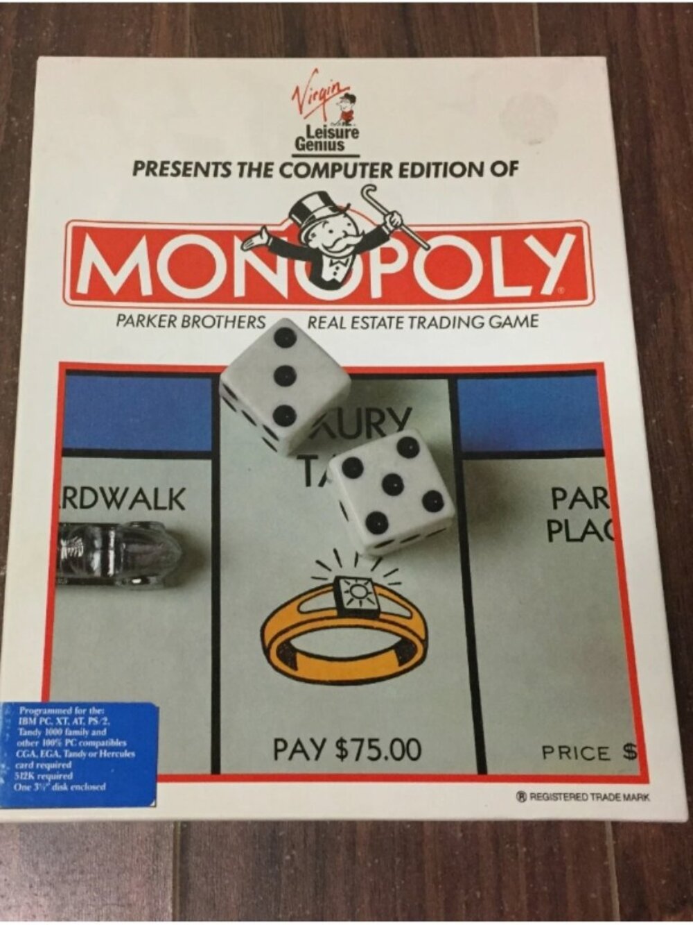 Monopoly PC Big Box 1989 3.5" Virgin Mastertronic Retro 80's Tandy